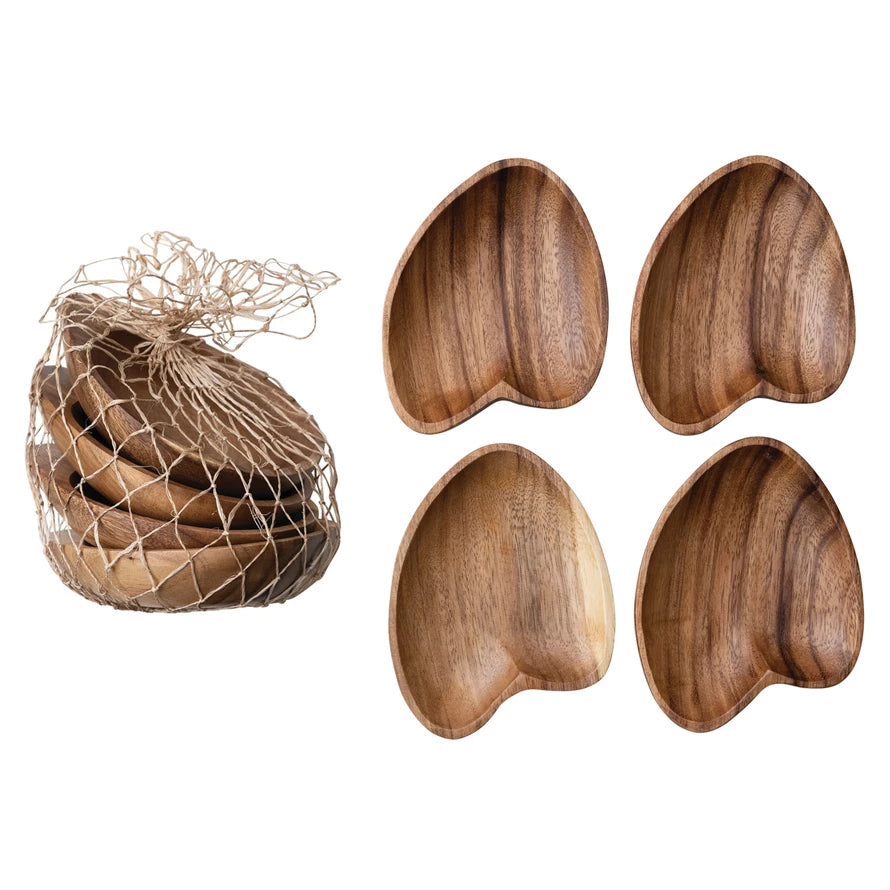 Acacia Wood Bowls, Natural, Set of 4