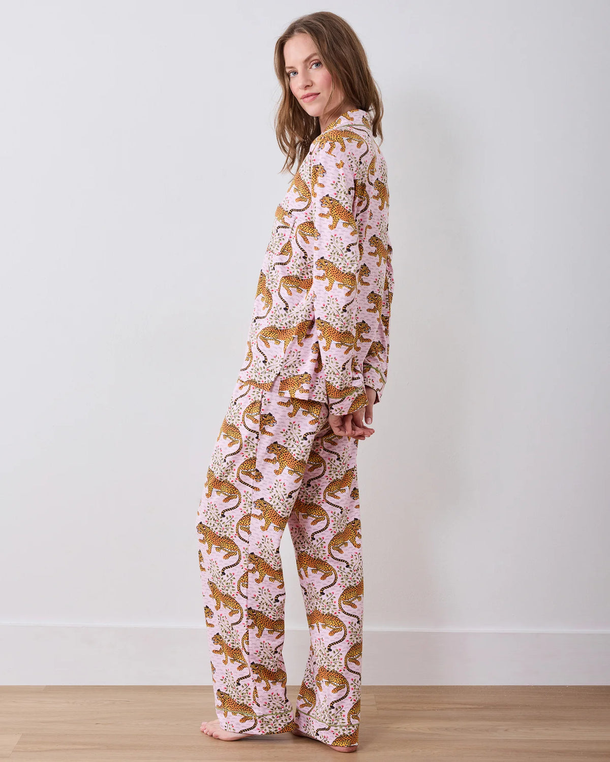 Organic Pima Modal Knit Long PJ Set, view 2