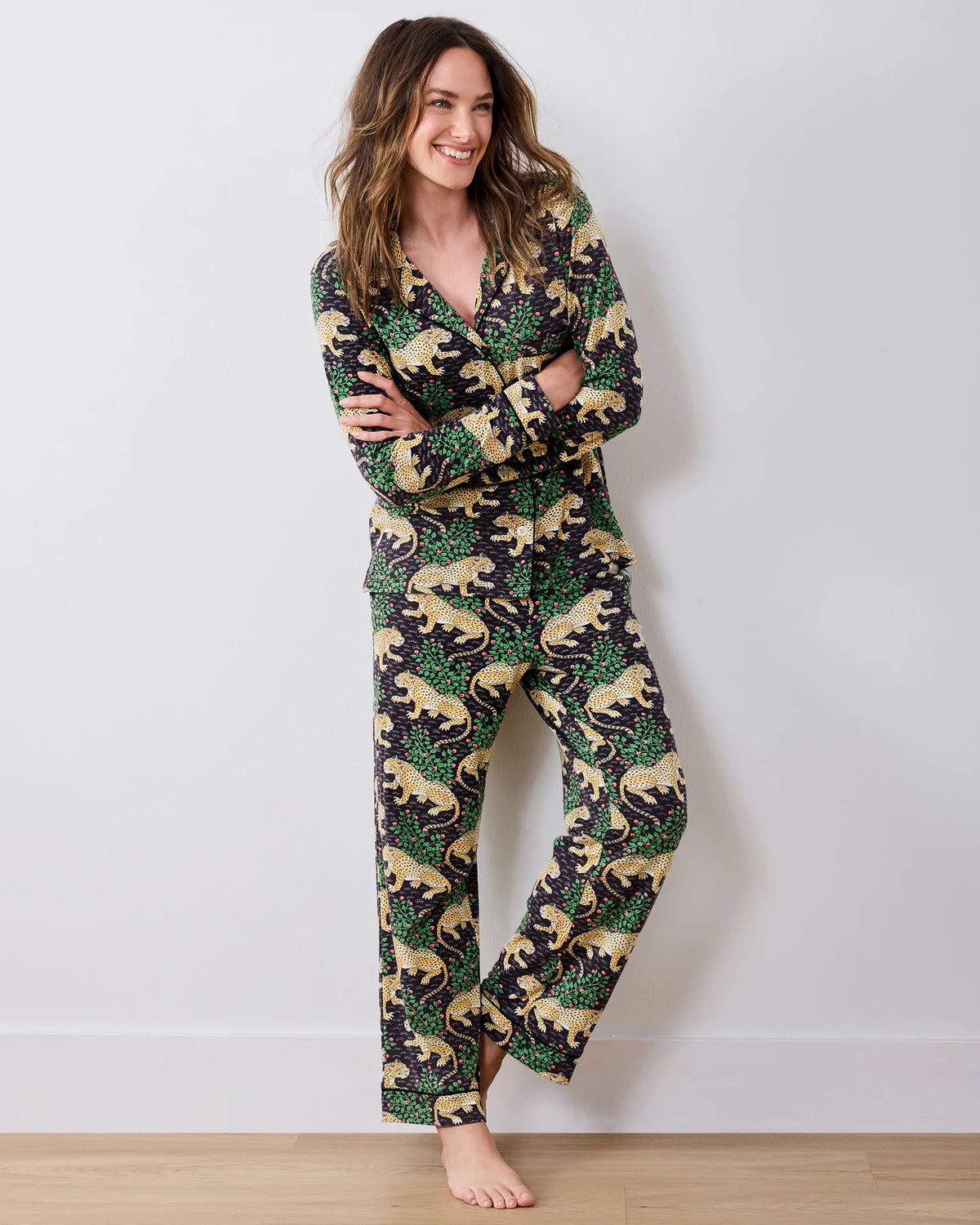 Organic Pima Modal Knit Long PJ Set, view 5