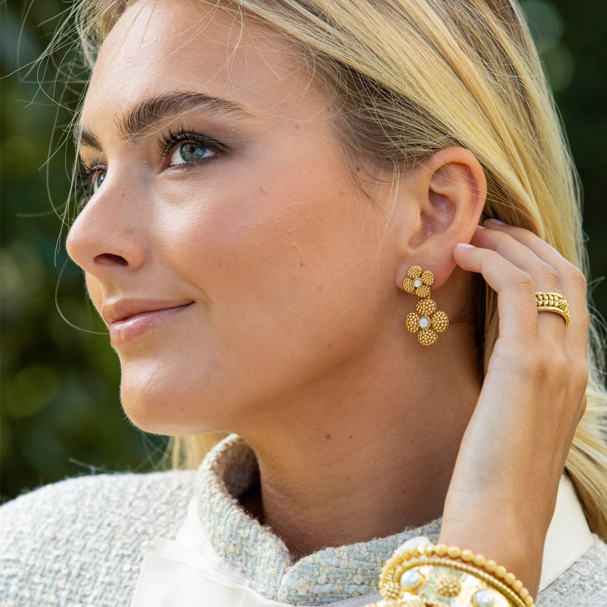 Berry Clover Convertible Duo Earrings - MOP, view 4