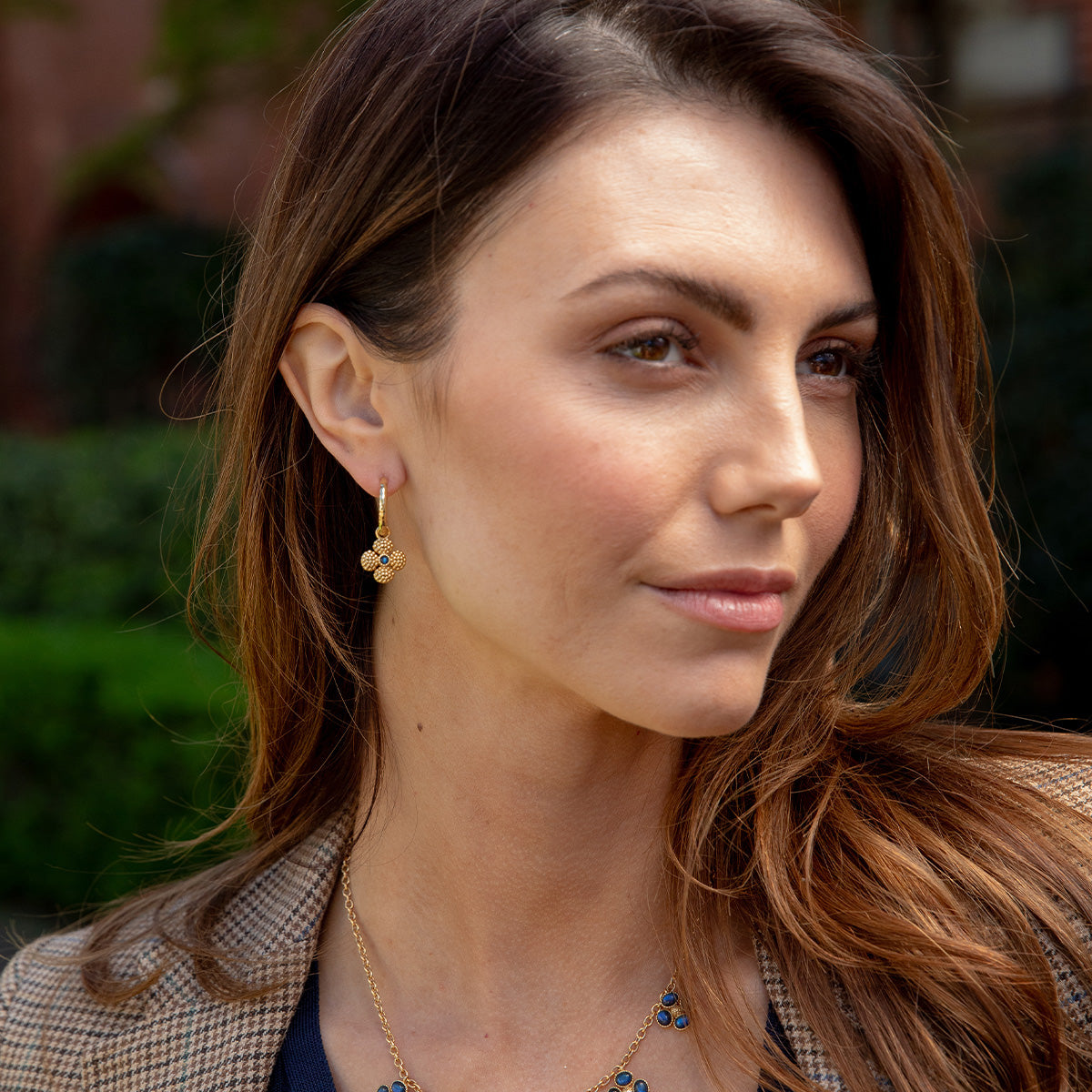 Berry Clover Hoop Earrings - Blue Labradorite, view 2