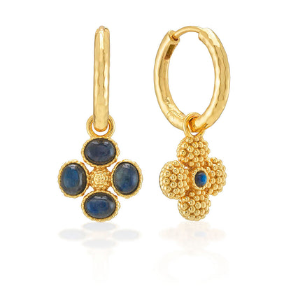 Berry Clover Hoop Earrings - Blue Labradorite, view 3
