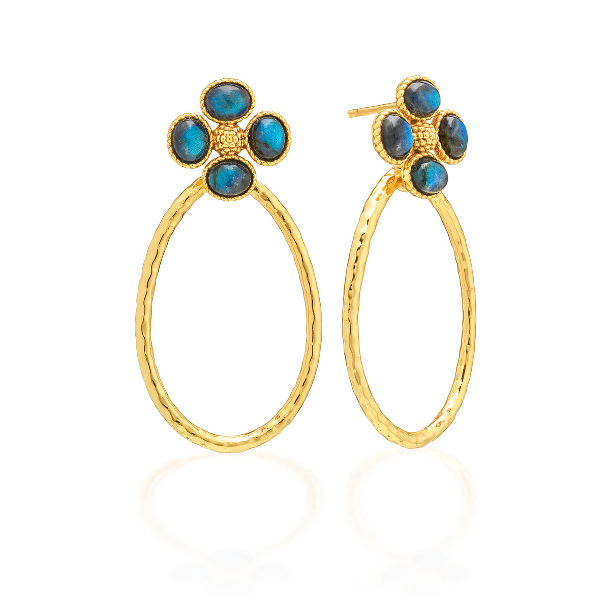 Berry Clover Teardrop Earrings -Labradorite