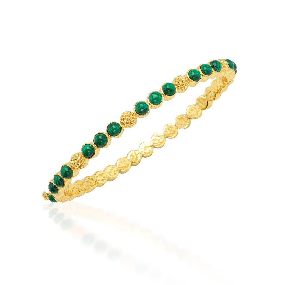Berry Gem Petite Hinged Bangle - Malachite