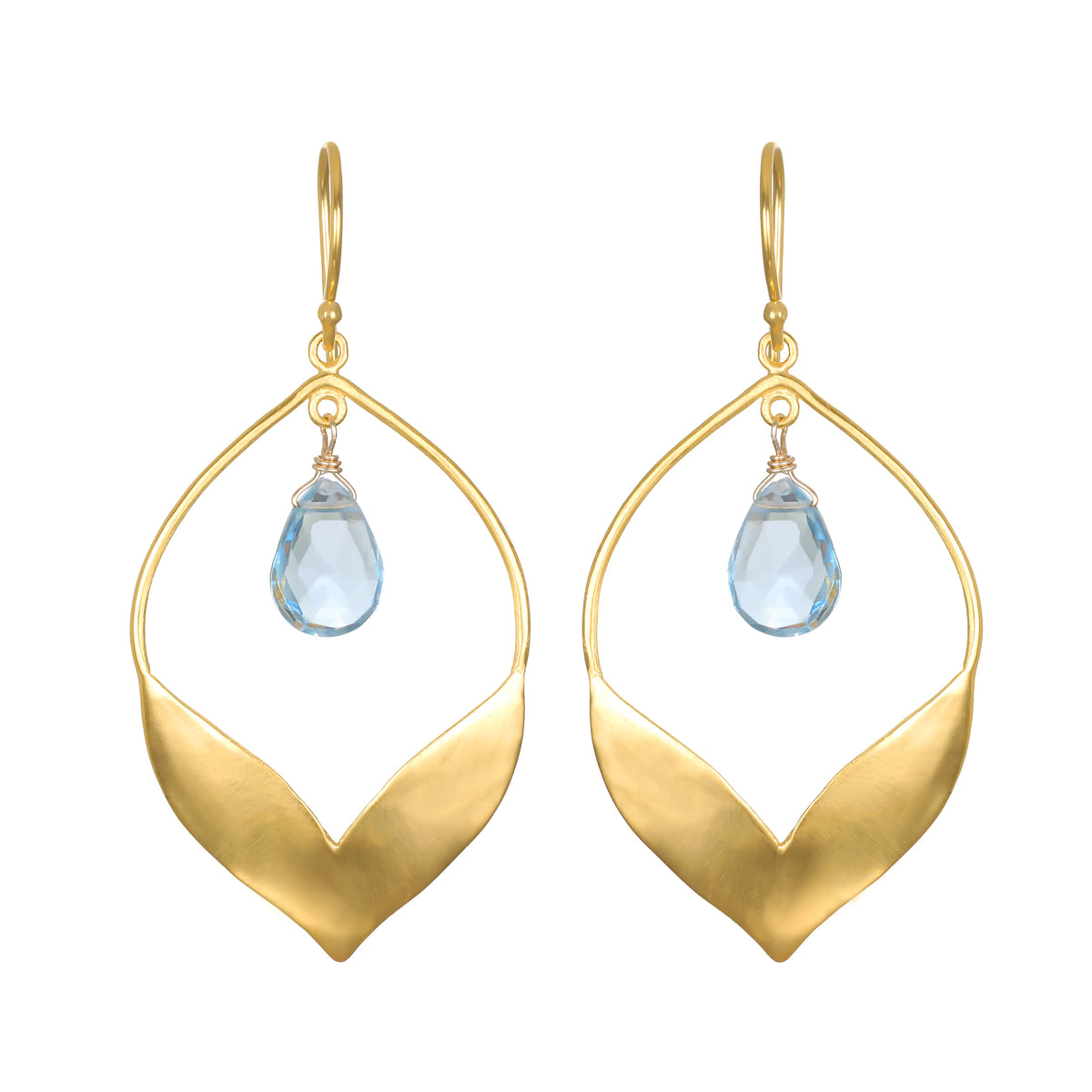 Blue Topaz Lotus Earrings