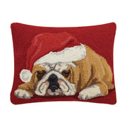Bulldog Santa Hat Hook Pillow