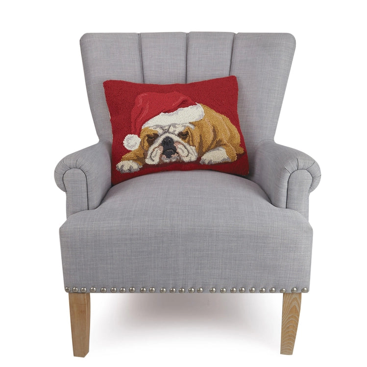 Bulldog Santa Hat Hook Pillow, view 2