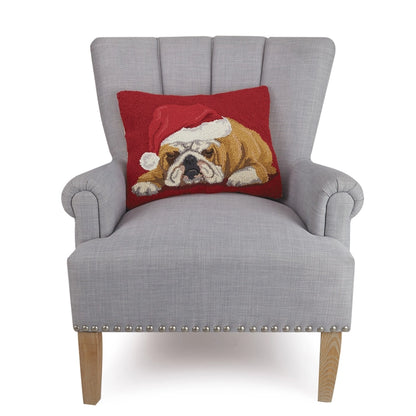 Bulldog Santa Hat Hook Pillow, view 2