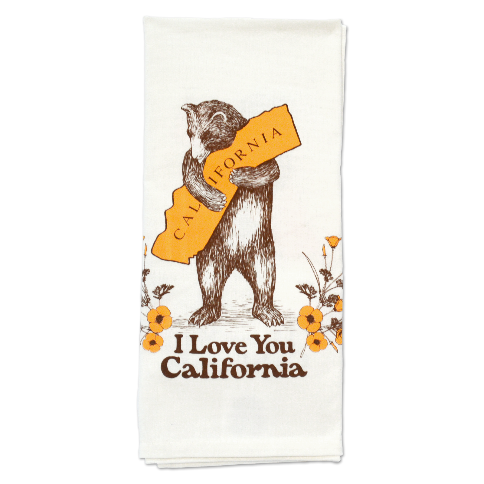 California Bear & Poppy Tea Towel