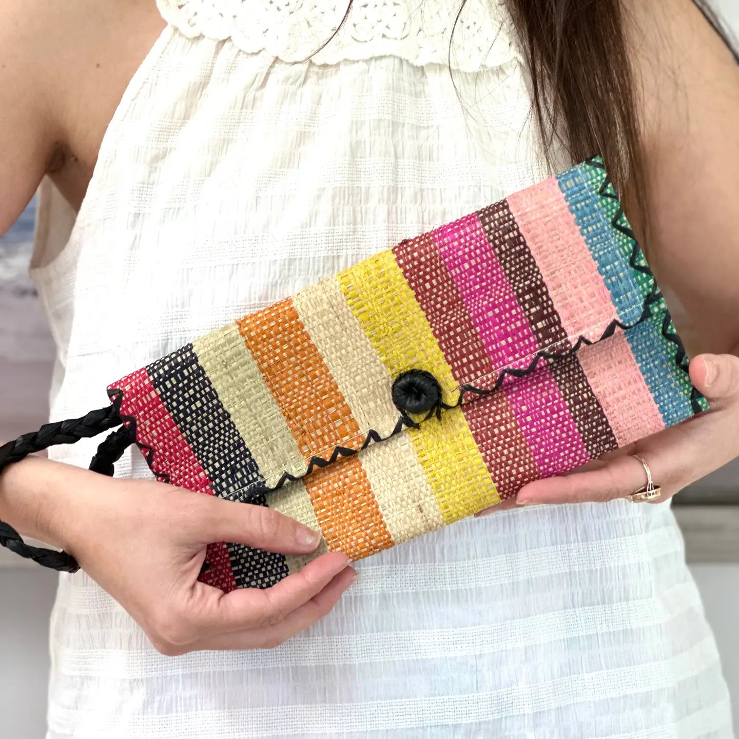 Chichi Straw Clutch Wristlet Bag