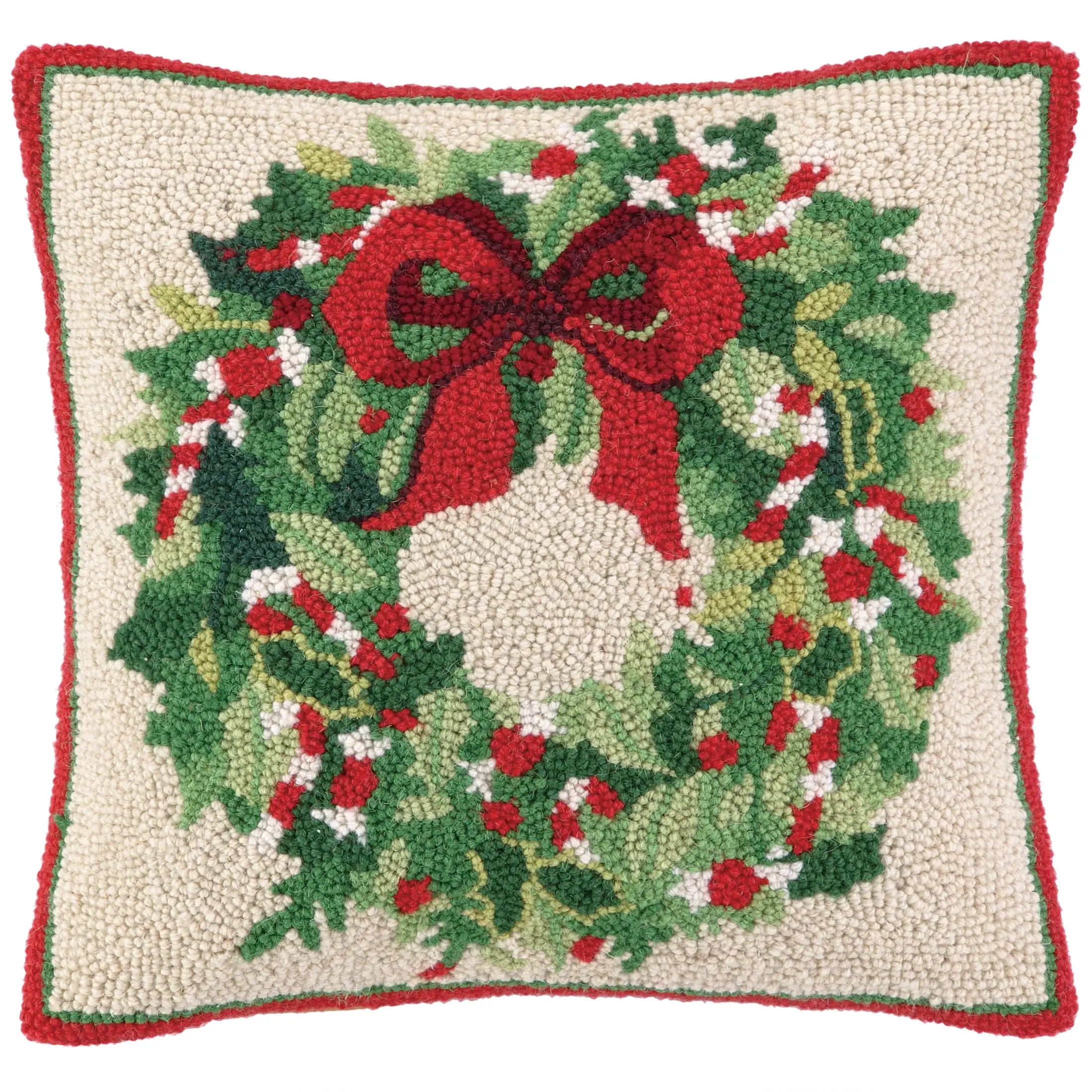 Classic Christmas Wreath Hook Pillow