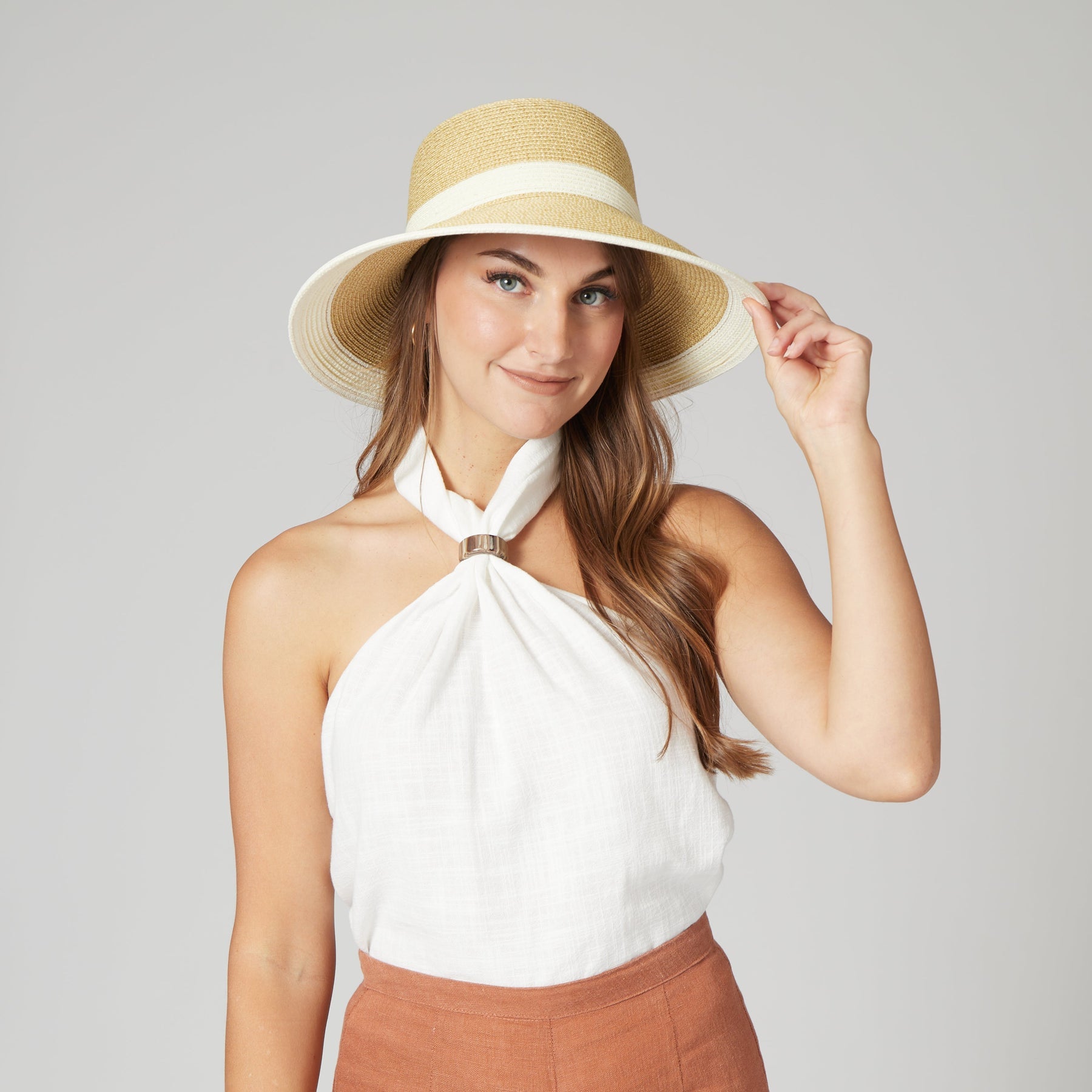 Women's Water Repellent Striped Cloche