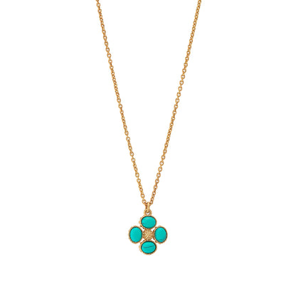 Clover Double Sided Charm Necklace Turq