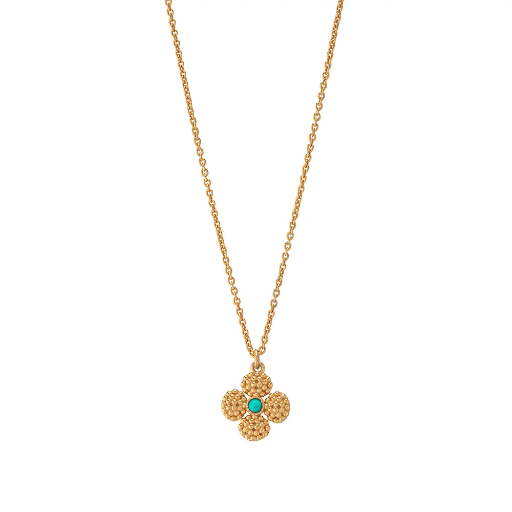Clover Double Sided Charm Necklace Turq