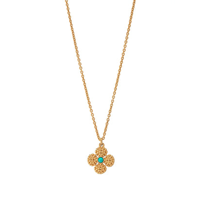 Clover Double Sided Charm Necklace Turq, view 2