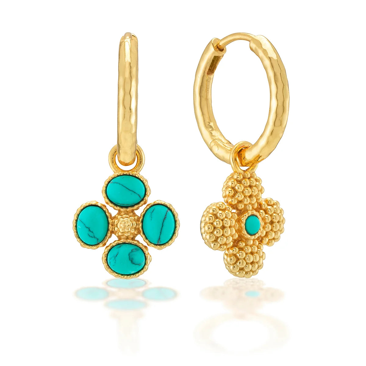 Clover Hoop Earrings Turquoise