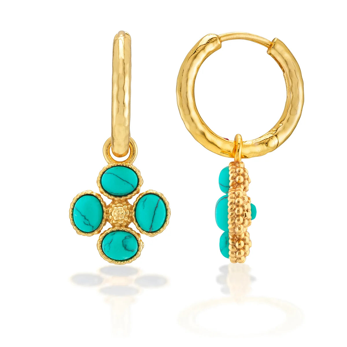 Clover Hoop Earrings Turquoise