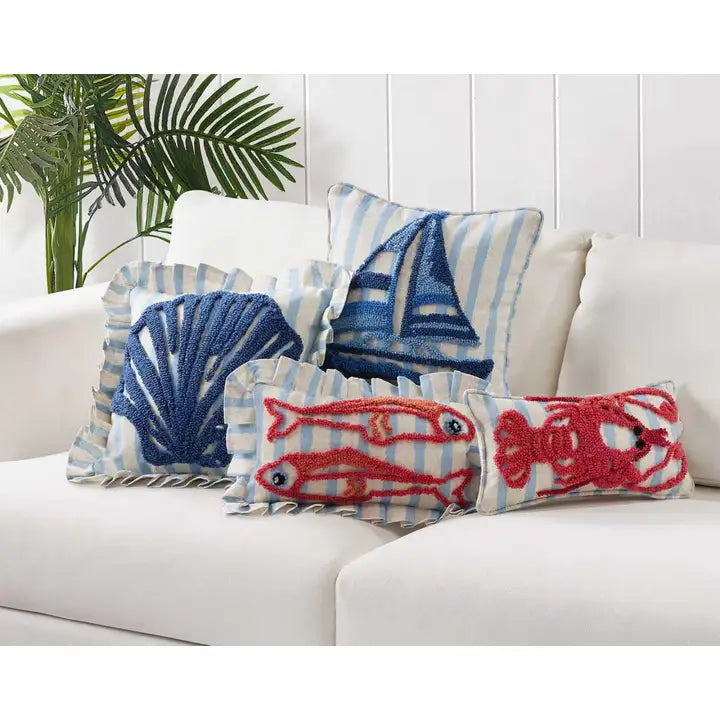 Coastal Shell Tufted Hook Pillow, view 2, styled