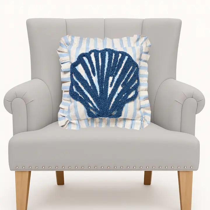 Coastal Shell Tufted Hook Pillow