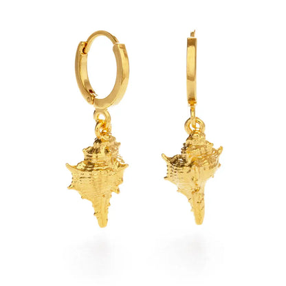 Conch Shell Huggie Hoop Earrings