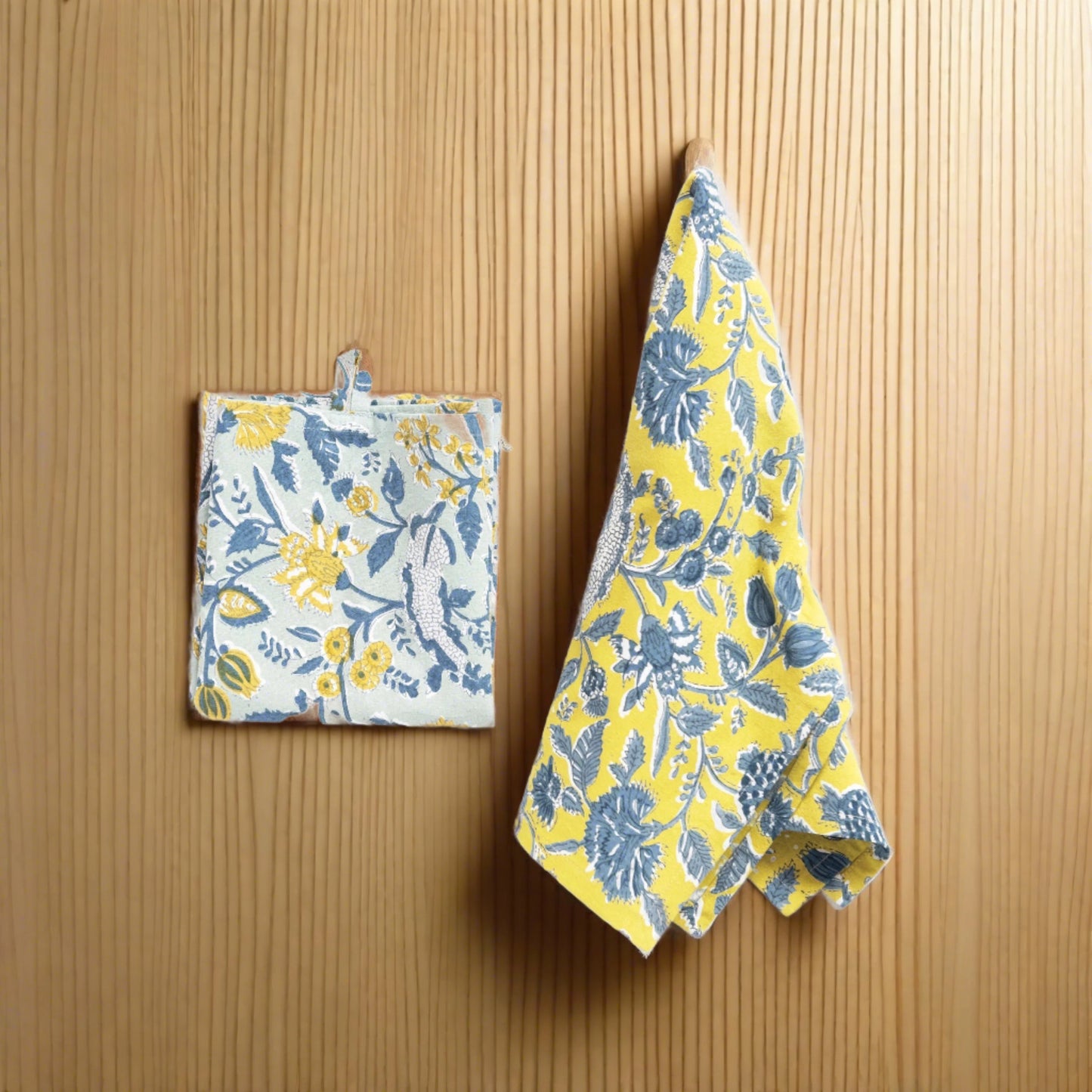 Cotton Tea Towel with Floral Pattern