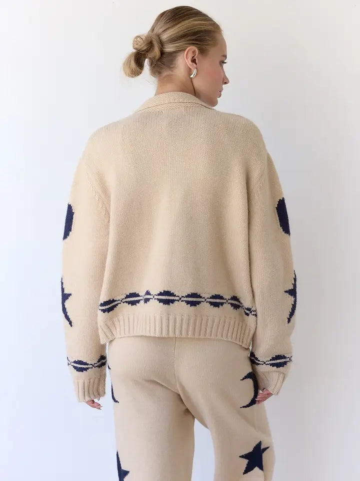 Cozy Pattern Zip Sweater Jacket