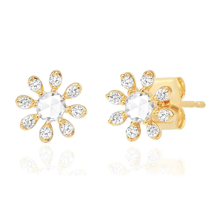 Petal and Stone Flower Studs