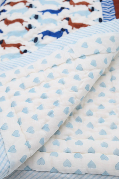 Dachshunds & Hearts Baby Quilt, view 2