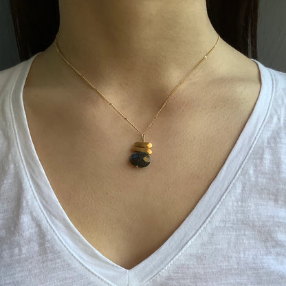 Double Nuggets Stone Necklace, view 2