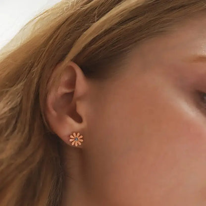 Enamel Bird and Flower Mismatched Studs, view 3