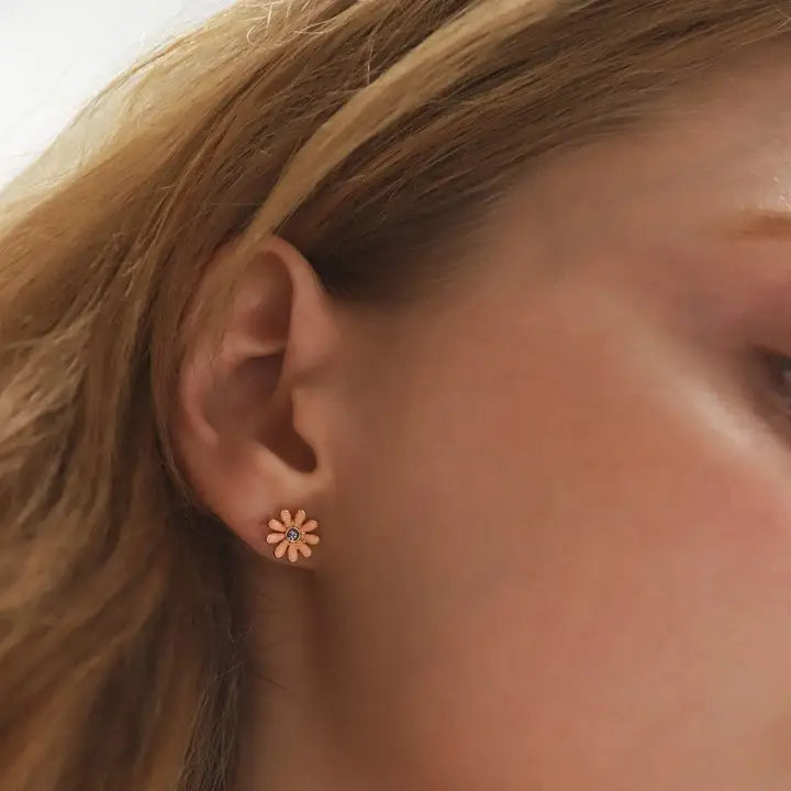 Enamel Bird and Flower Mismatched Studs