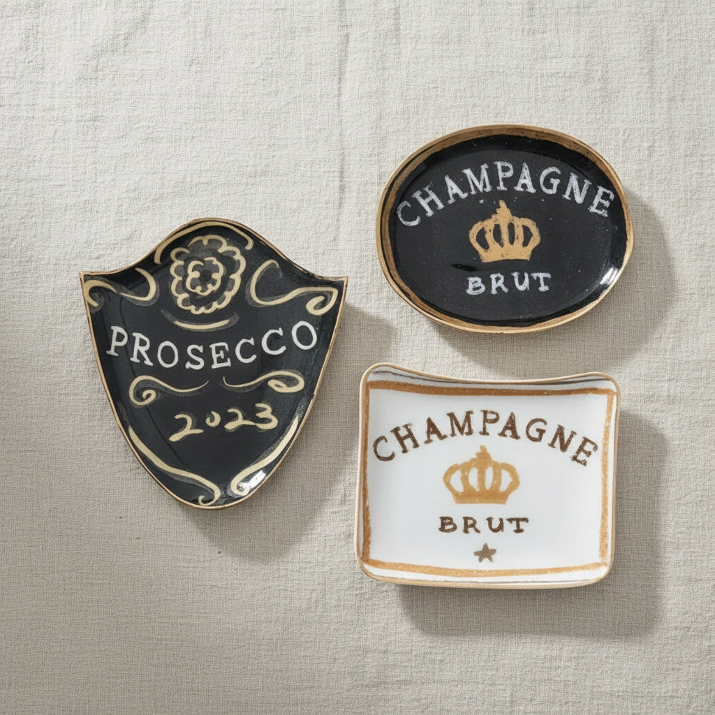 Enameled Champagne Metal Tray