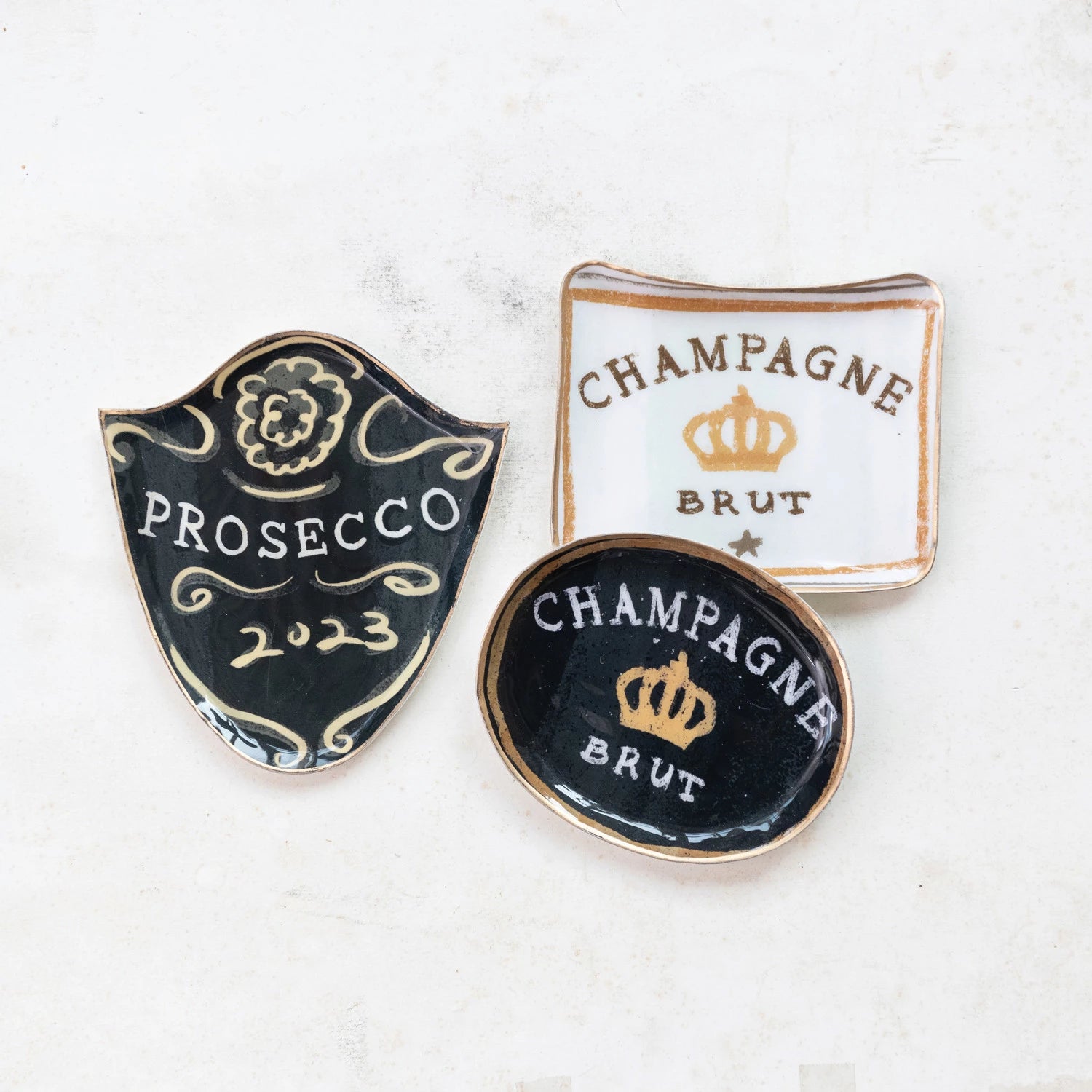 Enameled Champagne Metal Tray