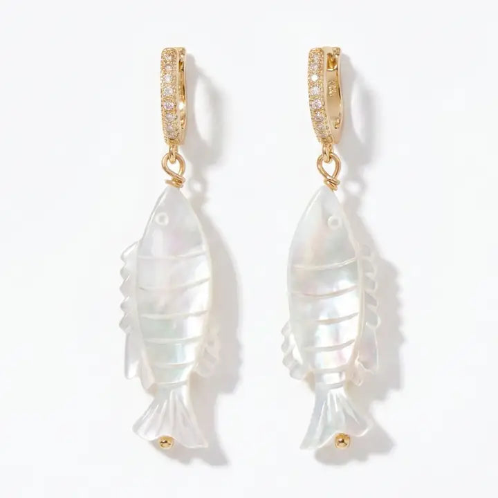 Fisher Carved Pearl Earrings