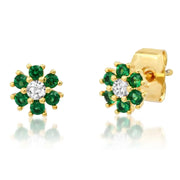 Flower Stud Earrings Green