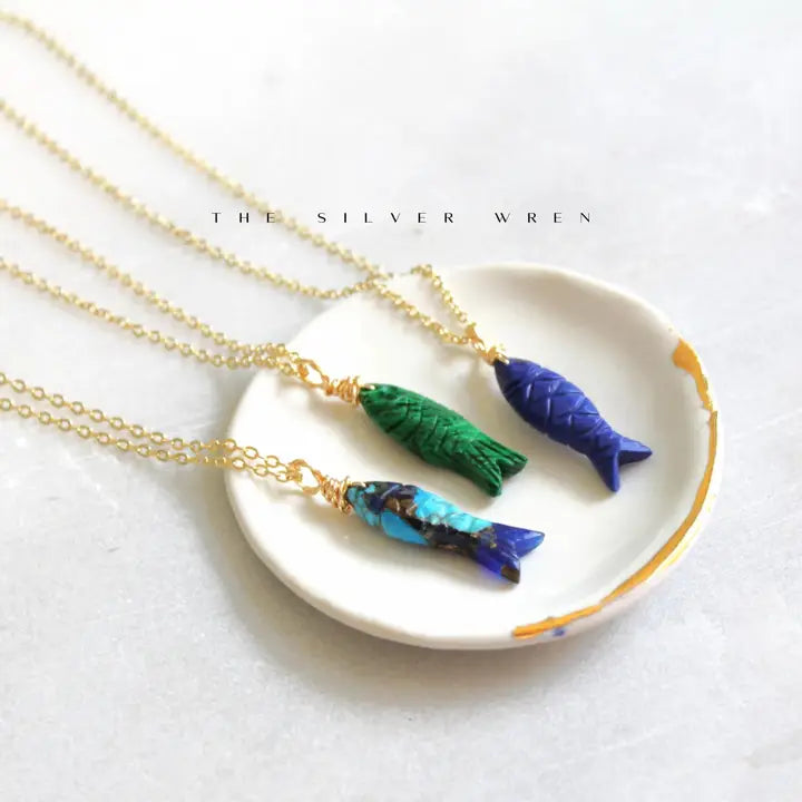 Gemstone Fish Pendant, view 2