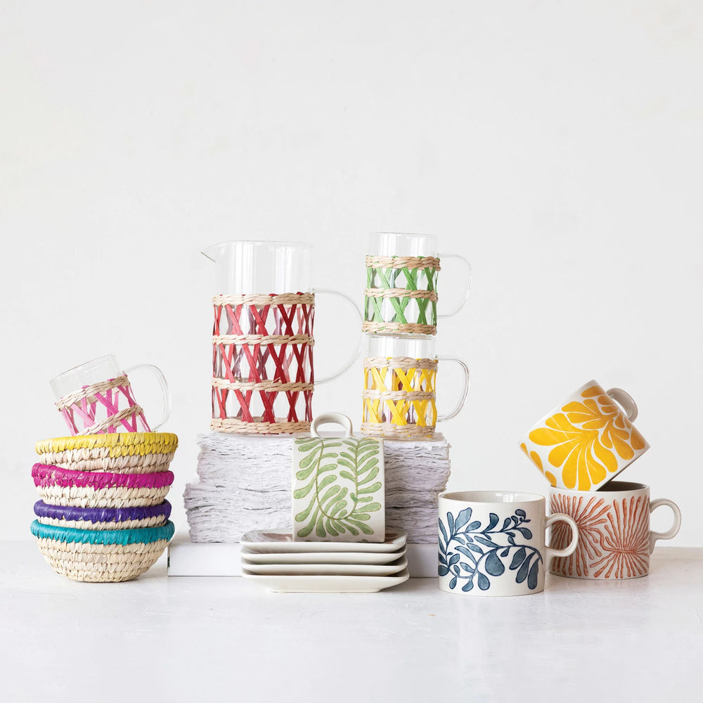 Glass Mug w/ Woven Sleeve, 4 Colors
