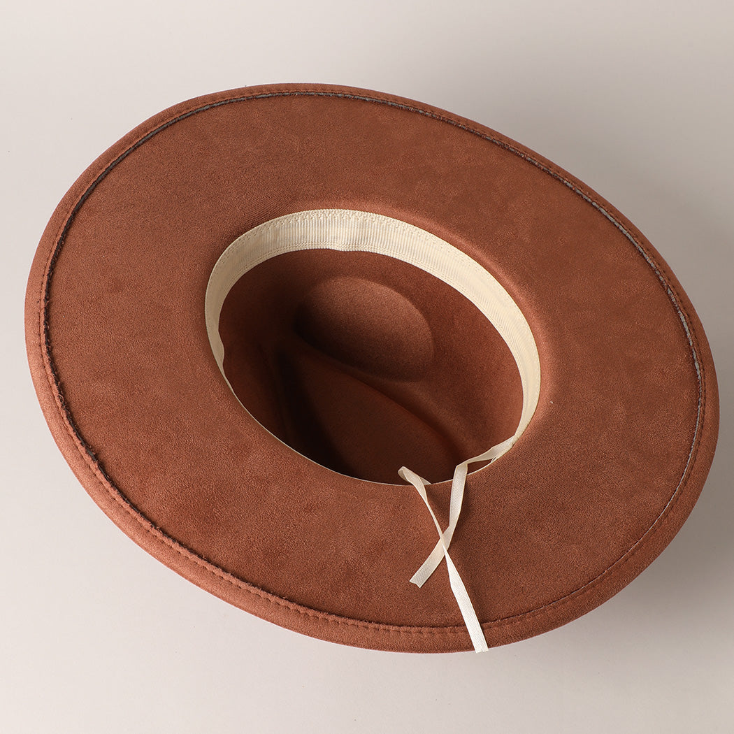 Gold Belt Suede Feel Fedora Hat