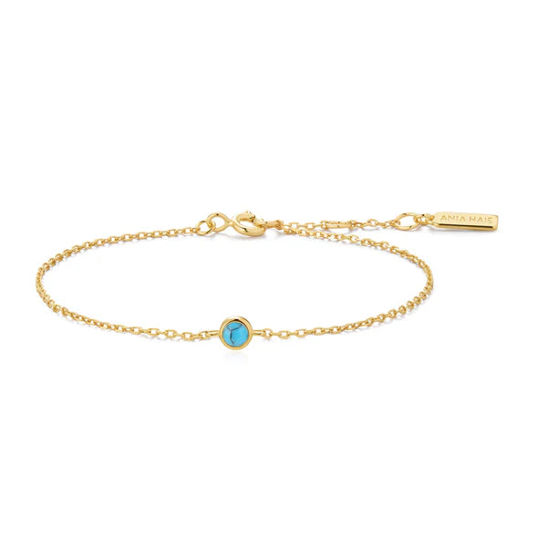 Gold Bezel-SetTurquoise Solitaire Bracelet