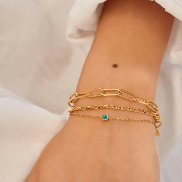 Gold Bezel-SetTurquoise Solitaire Bracelet