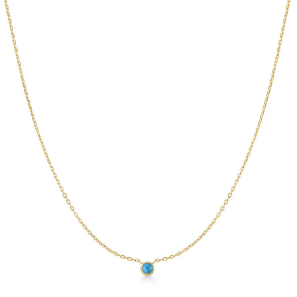 Gold Bezel-Set Turquoise Solitaire Necklace
