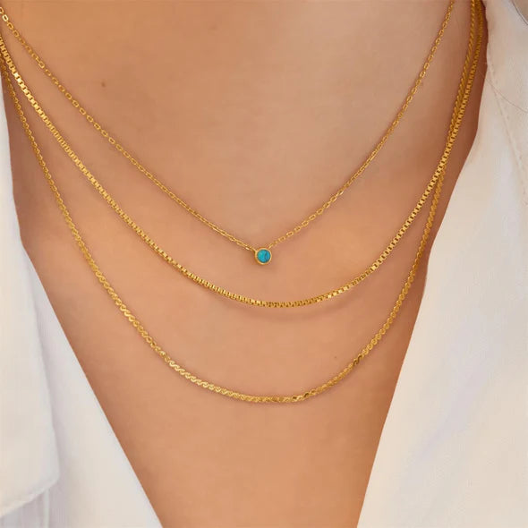 Gold Bezel-Set Turquoise Solitaire Necklace