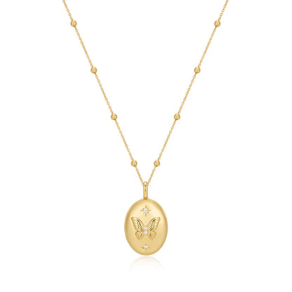 Gold Butterfly Locket Necklace