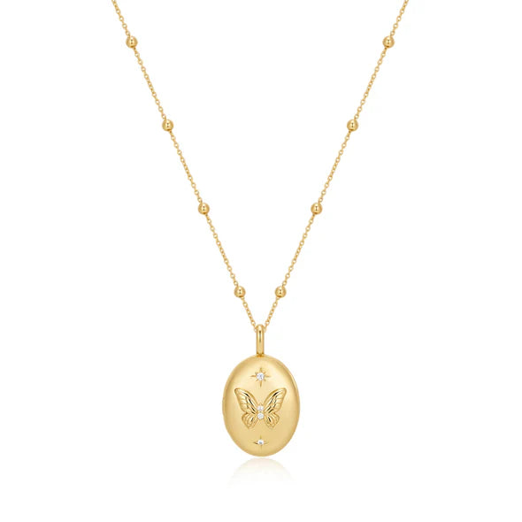 Gold Butterfly Locket Necklace