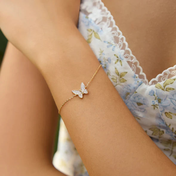 Gold Butterfly Pavé Bracelet, view 2