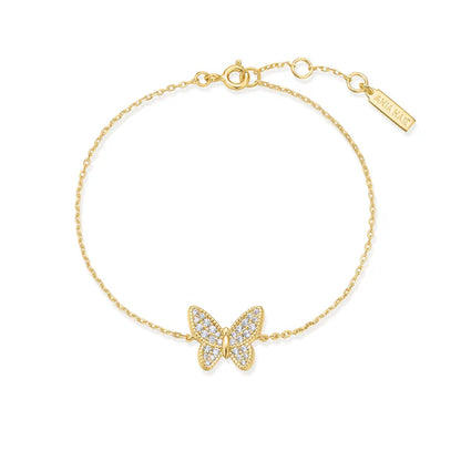 Gold Butterfly Pavé Bracelet, view 3