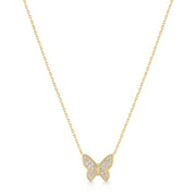 Gold Butterfly Pavé Necklace