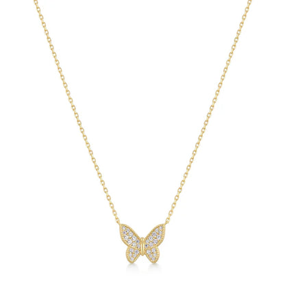 Gold Butterfly Pavé Necklace