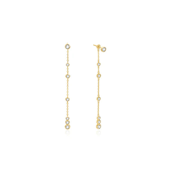 Gold Cascade Station Drop Stud Earrings
