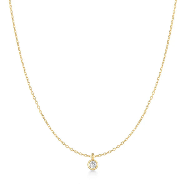 Gold Classic Bezel-Set Solitaire Necklace